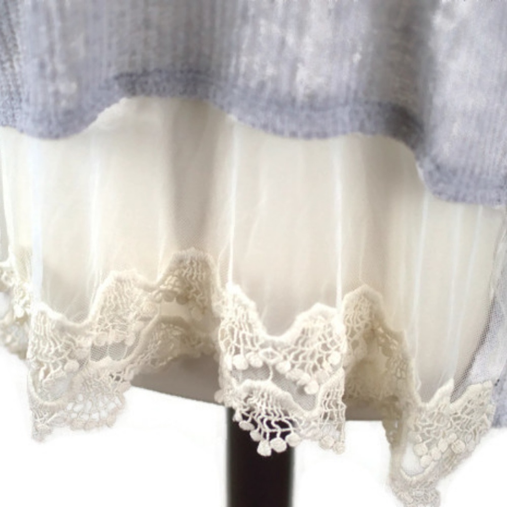 NWOT Lime Chili Knit Sheer Lace Top - Picture 3 of 5